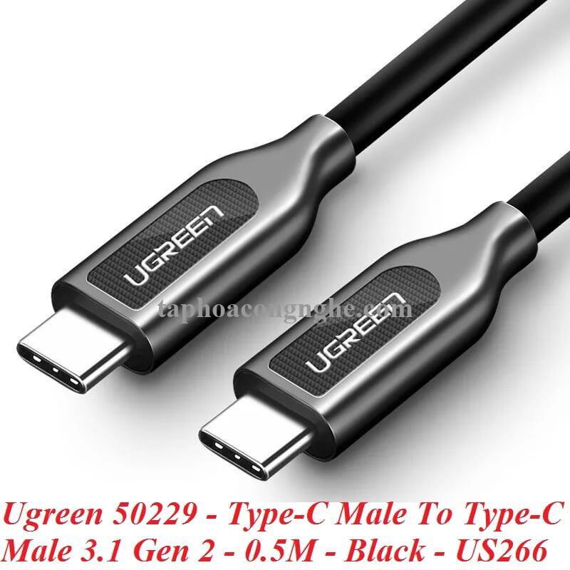 Ugreen 50229 0.5M màu đen Dây USB Type-C sang USB Type-C US266 30050229